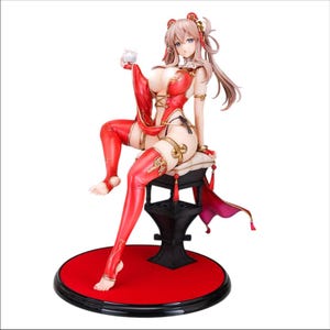 Red Cheongsam Waifu STL for 3D Printing | Anime Chinese Dress Girl Figure | Resin Print Model Digital Download