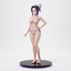 Butterfly Hair Anime Girl Shell Bikini STL File | Anime Style Waifu Figure | Resin 3D Print Model | Digital Download