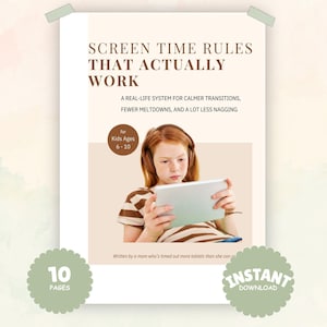 Reglas sobre el tiempo frente a la pantalla que realmente funcionan (para niños de 6 a 10 años), Guía para padres, Libro electrónico sobre comportamiento infantil, Trucos para padres, Disciplina positiva