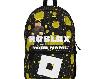 Roblox Coins Character Backpack | Custom Name Gamer School Bag
