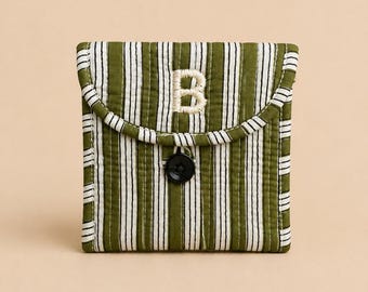 Pochette/mini borsetta/pochette in cotone trapuntato realizzata a mano