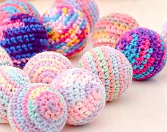 Bola de crochê feita à mão, bola de algodão para brincar com os pés, brinquedo sensorial antiestresse, bola para brincar ao ar livre