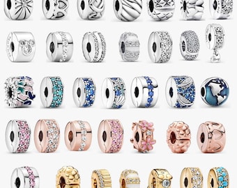 Pandora compatible clasp charm - 925 sterling silver enamel zircon spacers, rose gold heart clasp, a perfect gift for her.