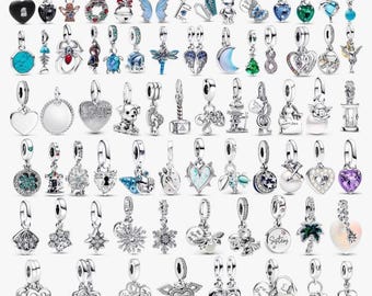 Colgante compatible con Pandora de plata de ley 925: se puede combinar con pulseras y collares para crear joyas tú mismo o como regalo para ella.