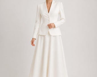 Ensemble deux pièces pour mariage civil, tenue d'invitée, tailleur pour la mère de la mariée