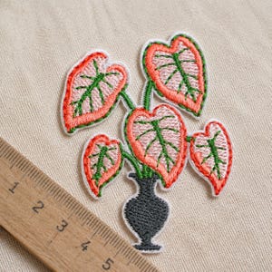 Boho Botanical Iron On Patch for Denim Jacket | Aesthetic Flower Vase Embroidered Applique | Cute Clothing Repair Decal | Gift for Crafters