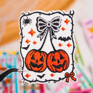 Halloween Embroidered Patch, Cute Spooky Fabric Applique for Trick or Treat Bags, Jackets, Backpacks and DIY October Decor