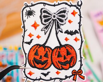 Halloween Embroidered Patch, Cute Spooky Fabric Applique for Trick or Treat Bags, Jackets, Backpacks and DIY October Decor