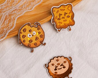 Cute Breakfast Food Iron On Patches, Embroidered Bread Cookie Toast and Pretzel Applique for Denim Jacket, Tote Bag, Apron DIY Gift