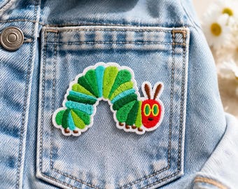 Hungry Bug Iron On Patch | 1st Birthday Outfit Applique | Baby Clothes Repair | Toddler Knee Patch | Visible Mending Decal | Nursery Decor