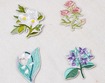 Cottagecore Flower Patch, Pastel Botanical Iron On Applique for Denim Jackets, Tote Bags, Backpacks and Garden Style Gifts
