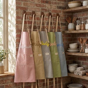 Custom Art Studio Apron | Pottery Apron with Pocket | Embroidered Artist Smock | Painter Gift | Crafting Linen Apron | Art Teacher Gift