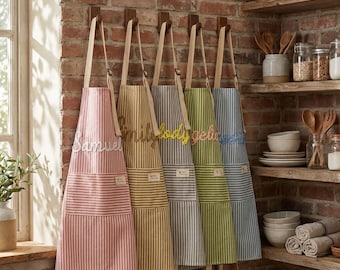 Custom Art Studio Apron | Pottery Apron with Pocket | Embroidered Artist Smock | Painter Gift | Crafting Linen Apron | Art Teacher Gift