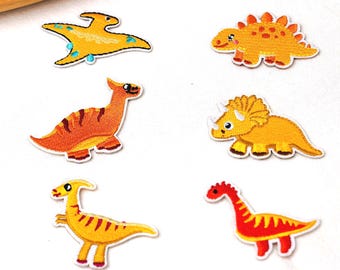 Dinosaur Party Favor Patch Set, Cute Embroidered Iron On Applique for Kids Birthday Goody Bags, Clothing, Backpacks and Craft Activities Kit
