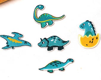 Kids Dinosaur Patch Set, Embroidered Iron On Applique for Backpacks, Jackets, School Bags, Jeans and Back to School DIY Craft Projects Kit