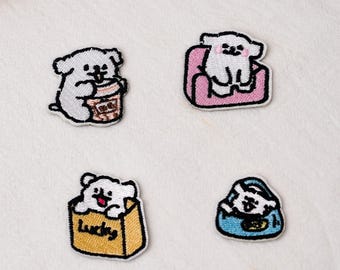Baby Shower Patches, Iron On Applique, Small Puppy Patch for Onesie Decorating, Clothes and Gift Bags, Single, Group or 23 Piece Collection