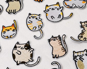 Cute Cat Patch Set, Kitty Patch Collection for Tote Bag Decoration, Playful Cat Art Patch Set, Iron-On for Clothes, Bags, Kids' DIY Projects