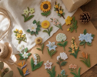 Birth Month Flower Iron On Patch, Choose Your Wildflower Applique, Embroidered Floral Patches for Denim Jacket, Bag, Hat and Gift for Mom