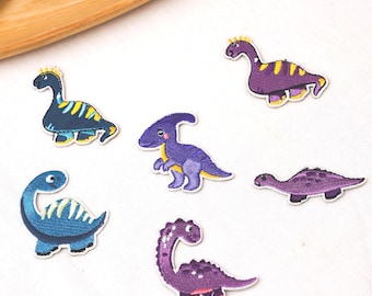 Dinosaur Iron On Patch Set, Cute Embroidered Dino Applique for Kids Clothes, Jackets, Backpacks, Tote Bags and DIY Craft Projects and Gifts