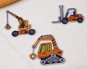 Kids Truck Patch, Full Patch Set or Single Patch Option, 6 x 7 cm Iron-On Applique, Toddler Truck Gift for Little Builders