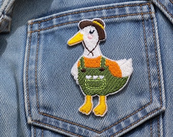 Silly Goose Iron On Patch | Funny Duck Embroidery Applique | Meme Jacket Patch | Quirky Canvas Tote Decor | Gen Z Aesthetic Backpack Decal