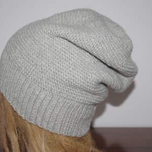 Helter Gray 8 Ply Cashmere Heavy Hand Knit Warm Slouchy Beanie Hat