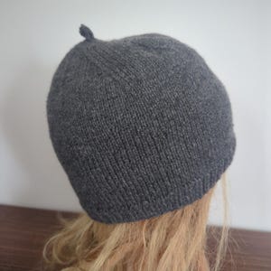 Pure Cashmere Thick  Gray hand knit hat beanie cap