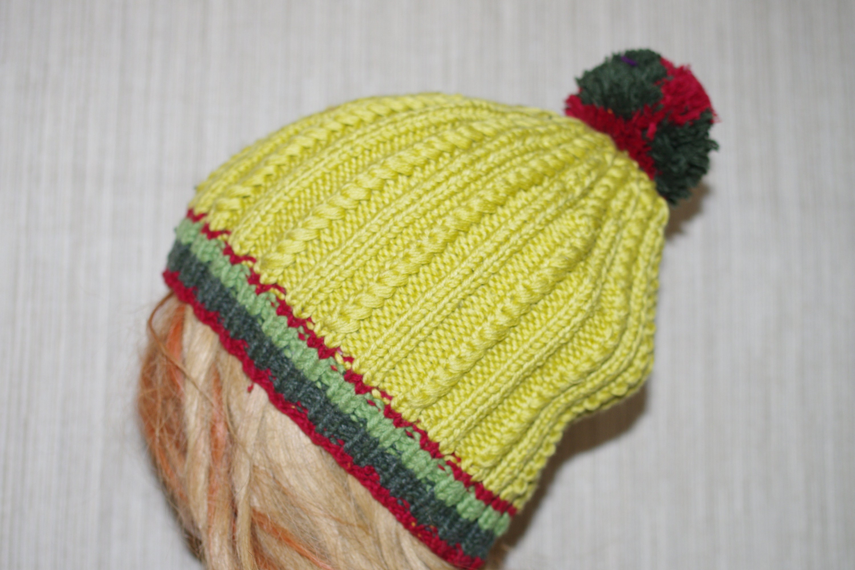 Beanie - Knit Yellow Green (Designer Mask Included)