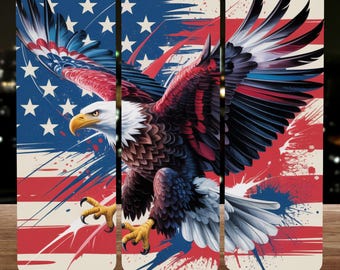 Amerikaanse adelaar met vlag beker wrap, 20 oz magere beker ontwerp png, patriottische beker, rode, witte en blauwe adelaar, digitale download, png