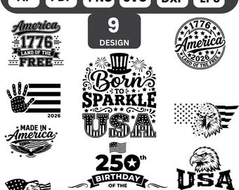 99+ verjaardag 250e Svg Png-bundel, VS vlag Svg-bundel, Amerika 1776-2026 Png, patriottische Svg, Independence Day Svg, 4 juli Cricut-bestanden