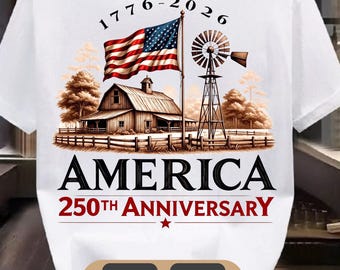 250 jaar American Farm Heritage, png, patriottische schuur en vlagontwerp, digitale download