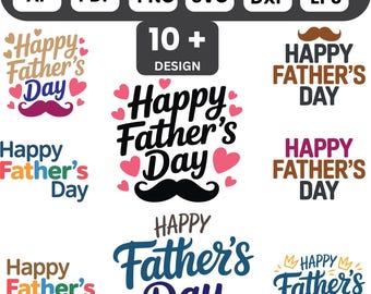 Vaderdag SVG-bundel, Happy Dad Cricut Cut-bestand, sublimatieontwerp, typografie clipart, snor vectorkunst