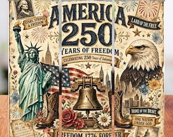 250ste verjaardag beker wrap PNG, patriottische beker wrap, VS 1776-2026 Eagle 20oz magere sublimatie beker, patriottische 4 juli wrap
