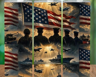 250e verjaardag Amerika, militaire geschiedenis, patriottische Amerikaanse dienstoffer 20oz bekerverpakking, digitaal sublimatieontwerp, png PNGEgg