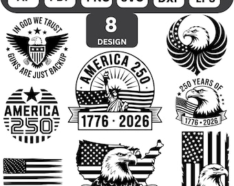 VS 250e verjaardag SVG-bundel - Amerika 250 SVG - 1776-2026 patriottische adelaar vlag ontwerpen - 4 juli Cricut Cut-bestanden