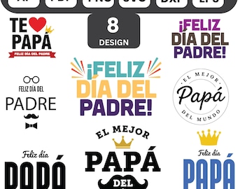 Spaanse papa SVG-bundel, Vaderdag, papa-shirt, kleurrijk Spaans papa-ontwerp, unieke ontwerpen, Vaderdagcadeaus, Feliz Dia Del Padre SVG