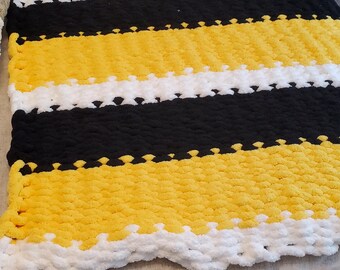 Manta de felpa a rayas de los Pittsburgh Steelers – Manta acogedora para aficionados