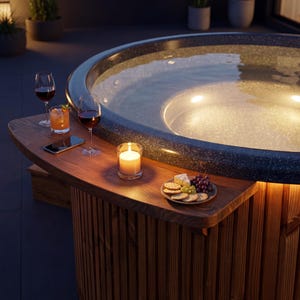 Handgjord trähylla för bubbelpool, vinbricka för utomhusbruk, spa-dekor