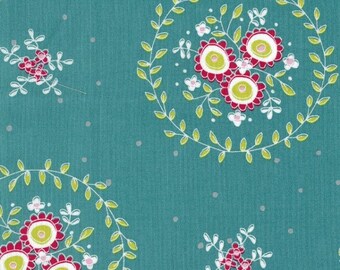 Fabric - Flower Swirls on Teal