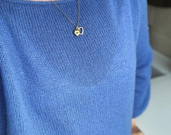 Modello PDF per camicetta in lana lavorata a mano / Maglione raglan lavorato dall'alto verso il basso / Top leggero a maglia con scollo a barca / Modello per camicetta da donna senza cuciture