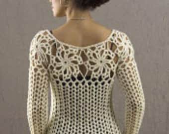 Modello PDF per top all'uncinetto Avalon, modello per top estivo boho, copricostume all'uncinetto, top leggero da donna, tutorial per camicetta all'uncinetto con pizzo