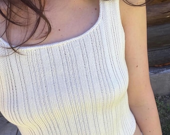 Modello PDF per lavorare a maglia il top Stella, canotta estiva senza cuciture, modello di canotta in cotone a maglia, top a maglia adatto anche ai principianti, taglie dalla 2XS alla 4XL