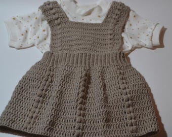 Modello PDF per vestitino da neonata all'uncinetto, stile vintage, tutorial per abito da neonata all'uncinetto, modello per bambina di 3-6 mesi