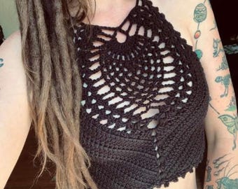 Modello PDF per crop top all'uncinetto Stella, top estivo con motivo ananas, modello boho all'uncinetto, top da festival adatto ai principianti, crop top da donna fai da te