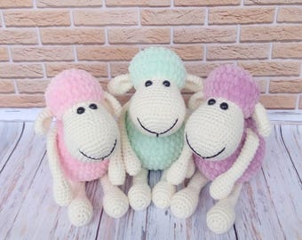 Schema PDF per realizzare un amigurumi di pecora di peluche all'uncinetto / Tutorial per un simpatico agnello di peluche / Giocattolo all'uncinetto adatto ai principianti / Schema per un peluche di animale da fattoria