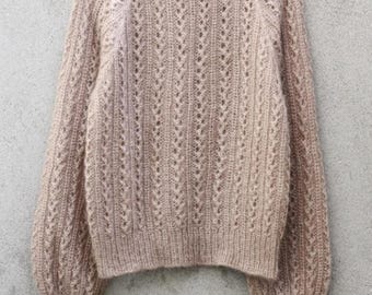 Modello PDF per maglione a nido d'ape / Maglione in mohair lavorato dall'alto verso il basso / Pullover raglan senza cuciture / Maglione a maglia grossa traforata / Maglione comodo da donna