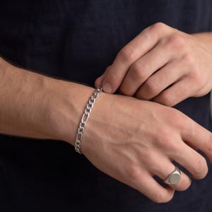 Herren Figaro Armband Silber Edelstahl Wasserfest Armkette Silberarmband Männer Silbernes Band Basic dünn Rostfrei Mann Geschenk modern