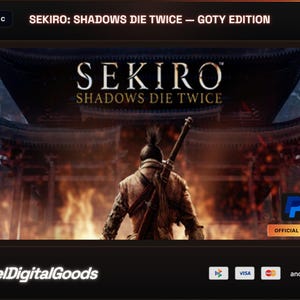 Può includere: Un elenco di prodotti digitali per il gioco per PC Sekiro: Shadows Die Twice - GOTY Edition. L'immagine mostra un guerriero in piedi davanti a un cancello tradizionale tra le fiamme, con il titolo del gioco visualizzato sopra il personaggio.