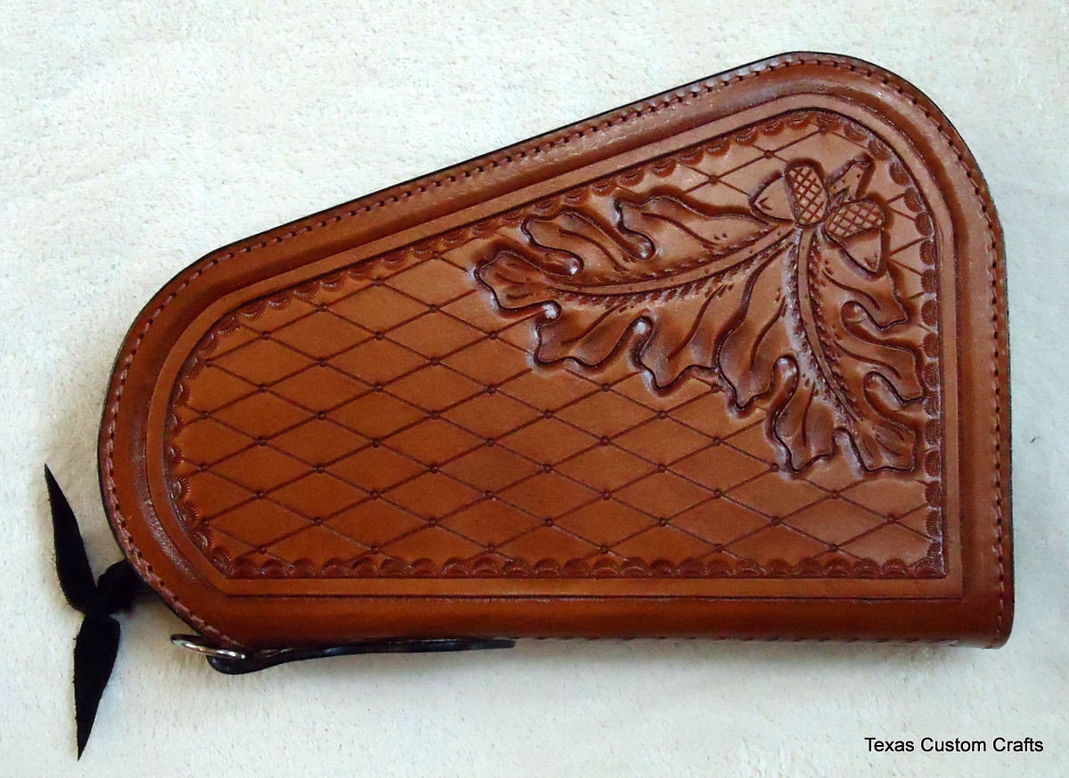 IN STOCK Leather Pistol Case with Hand Tooled Oak Leaf Etsy