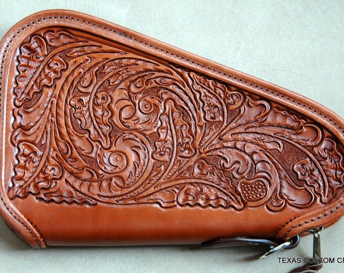 Leather Pistol Case With Hand Tooled Western Floral Pattern Etsy